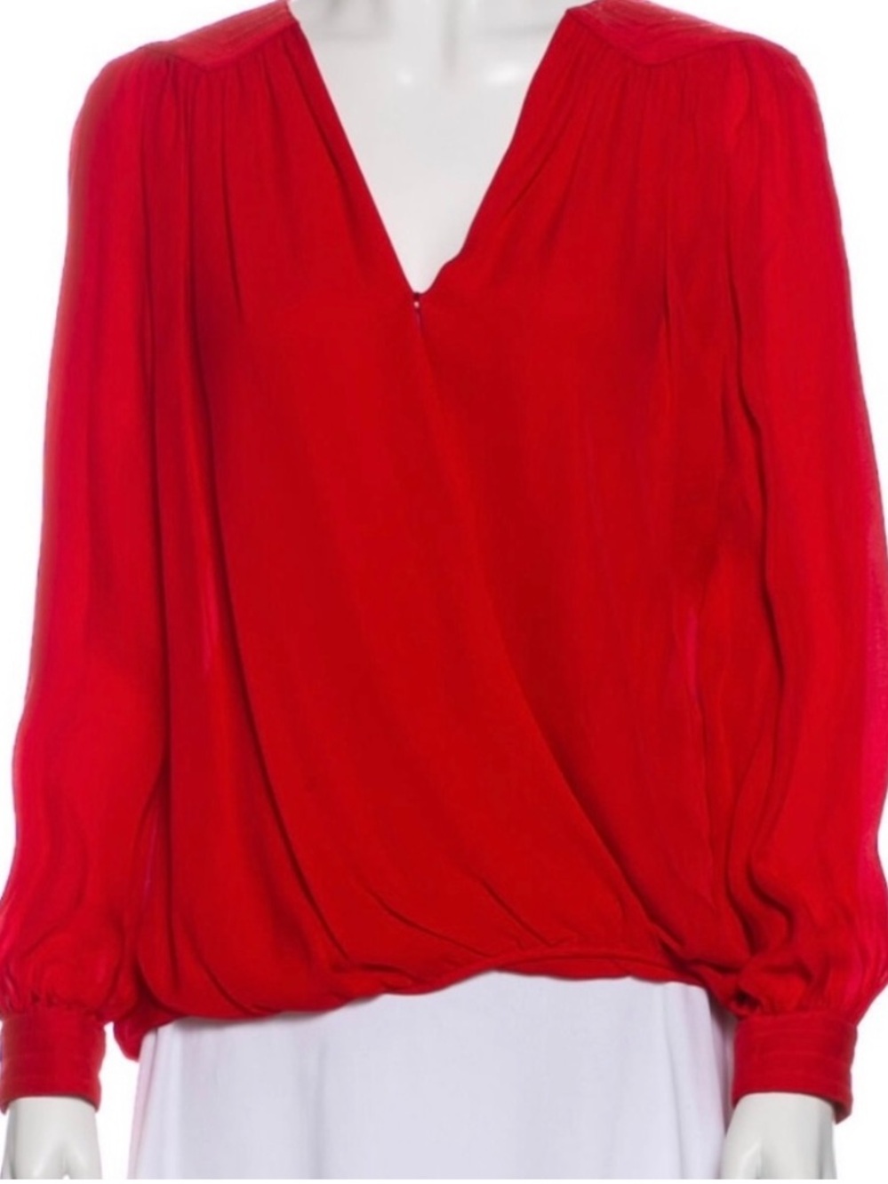 Parker Silk Wrap-Front Red Blouse Size S